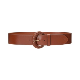 LAUREN Ralph Lauren Crescent-Buckle Leather Wide Belt