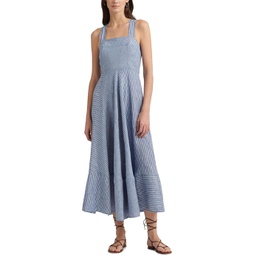 Womens LAUREN Ralph Lauren Pinstripe Linen Sleeveless Dress