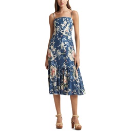 Womens LAUREN Ralph Lauren Floral Linen-Blend Sleeveless Dress