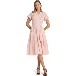 Womens LAUREN Ralph Lauren Belted Cotton-Blend Tiered Dress