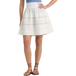 Womens LAUREN Ralph Lauren Lace-Trim Cotton Broadcloth Miniskirt