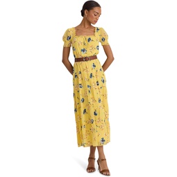 Womens LAUREN Ralph Lauren Floral Georgette Puff-Sleeve Midi Dress