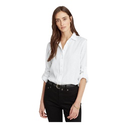 Womens LAUREN Ralph Lauren Roll-Tab-Sleeve Linen Shirt