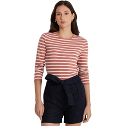 Womens LAUREN Ralph Lauren Petite Striped Cotton Long-Sleeve Tee