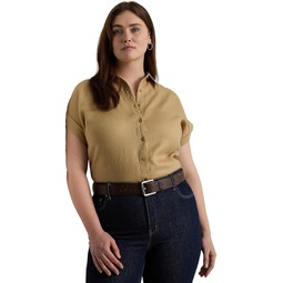 LAUREN Ralph Lauren Plus-Size Linen Dolman-Sleeve Shirt