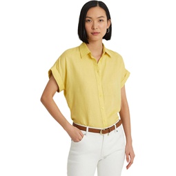 Womens LAUREN Ralph Lauren Petite Linen Short-Sleeve Shirt