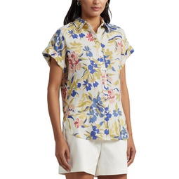Womens LAUREN Ralph Lauren Relaxed Fit Floral Short-Sleeve Shirt