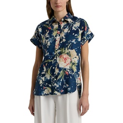 Womens LAUREN Ralph Lauren Relaxed Fit Floral Short-Sleeve Shirt
