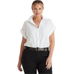 LAUREN Ralph Lauren Plus Size Linen Dolman-Sleeve Shirt