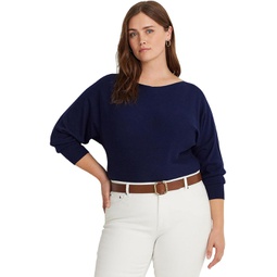 Womens LAUREN Ralph Lauren Plus-Size Cotton-Blend Dolman-Sleeve Sweater