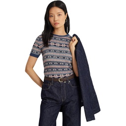 Womens LAUREN Ralph Lauren Geo Stripe Short Sleeve Sweater