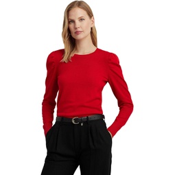 Womens LAUREN Ralph Lauren Petite Cotton-Blend Puff-Sleeve Sweater
