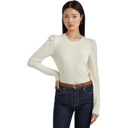 Womens LAUREN Ralph Lauren Petite Cotton-Blend Puff-Sleeve Sweater