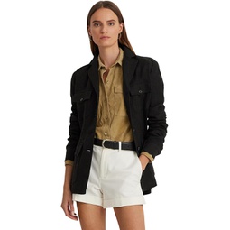 Womens LAUREN Ralph Lauren Belted Cotton-Linen Herringbone Jacket