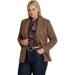 Womens LAUREN Ralph Lauren Plus-Size Wool-Blend Herringbone Blazer