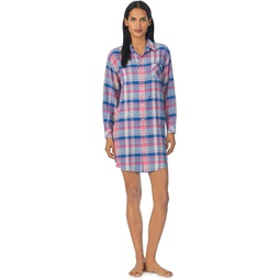 Womens LAUREN Ralph Lauren Long Sleeve Brushed Twill Sleepshirt