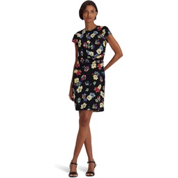 Womens LAUREN Ralph Lauren Petite Floral Stretch Jersey Short Sleeve Dress