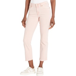 LAUREN Ralph Lauren Coated Mid-Rise Straight Ankle Jeans in Pale Pink Wash