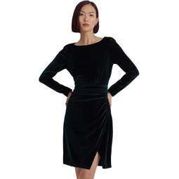Womens LAUREN Ralph Lauren Velvet Puff-Sleeve Cocktail Dress