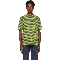 Green Striped T Shirt 232959M213013