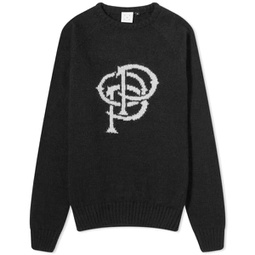 POP Trading Company Initials Knitted Crewneck Black