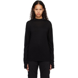 Black Paneled Long Sleeve T Shirt 231351F110000