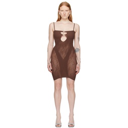 Brown Cut Out Minidress 241770F052016