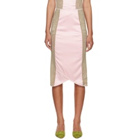 SSENSE Exclusive Pink   Taupe Teddy Midi Skirt 221770F092000