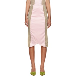 SSENSE Exclusive Pink   Taupe Teddy Midi Skirt 221770F092000