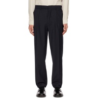 Navy One Pleated Trousers 231028M190000