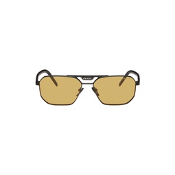 Black Thin Metal Aviator Sunglasses 241208F005000
