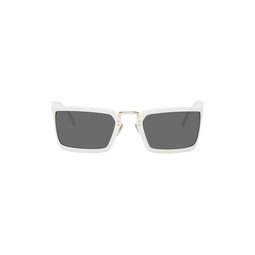 White Rectangular Sunglasses 241208F005021