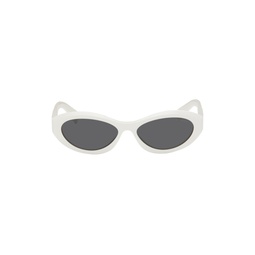 White Slim Oval Sunglasses 241208F005004