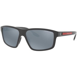 PRADA LINEA ROSSA PS 02XS - UFK07H Sunglasses GREY RUBBER w/POLAR DARK GREY MIRROR SILVER 60mm