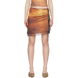 Orange Mesh Sunset Mini Skirt 221523F092000