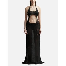 Cactuar Distressed Floor Length Gown Black