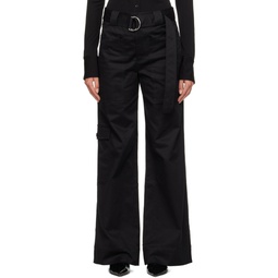 Black  White Label Belted Trousers 232288F087002