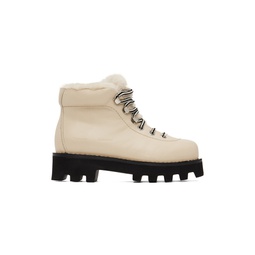 Beige Shearling Hiking Boots 222288F113048