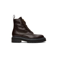 Brown Lug Sole Combat Boots 222288F113044
