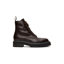 Brown Lug Sole Combat Boots 222288F113044