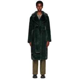 Green  White Label Belted Faux Fur Coat 231288F059001