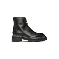Black Lug Sole Zip Ankle Boots 222288F113013