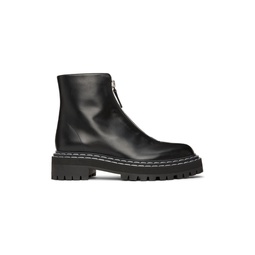 Black Lug Sole Zip Ankle Boots 222288F113013