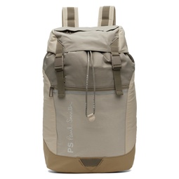 Beige Paneled Backpack 241422M166002