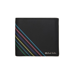 Black Sports Stripe Billfold Wallet 241422M164000