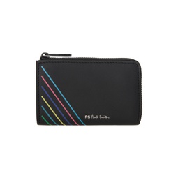 Black Sports Stripe Wallet 241422M164004