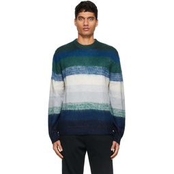 Blue Ombre Stripe Mohair Sweater 212422M201012