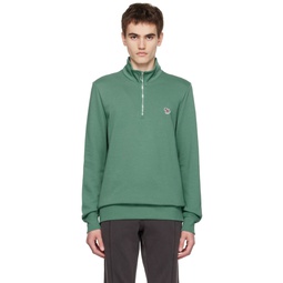 Green Half Zip Sweatshirt 232422M202008