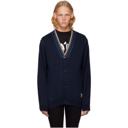 Navy Rib Cardigan 222422M200013