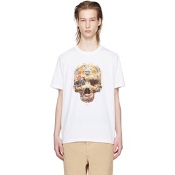 White Sticker Skull T-Shirt 241422M213007